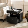 thumbnail image 2 of Gymax 2PCS Nightstand w/Charging Station Drawer Sliding Top Storage Tray Open Shelves Black, 2 of 10
