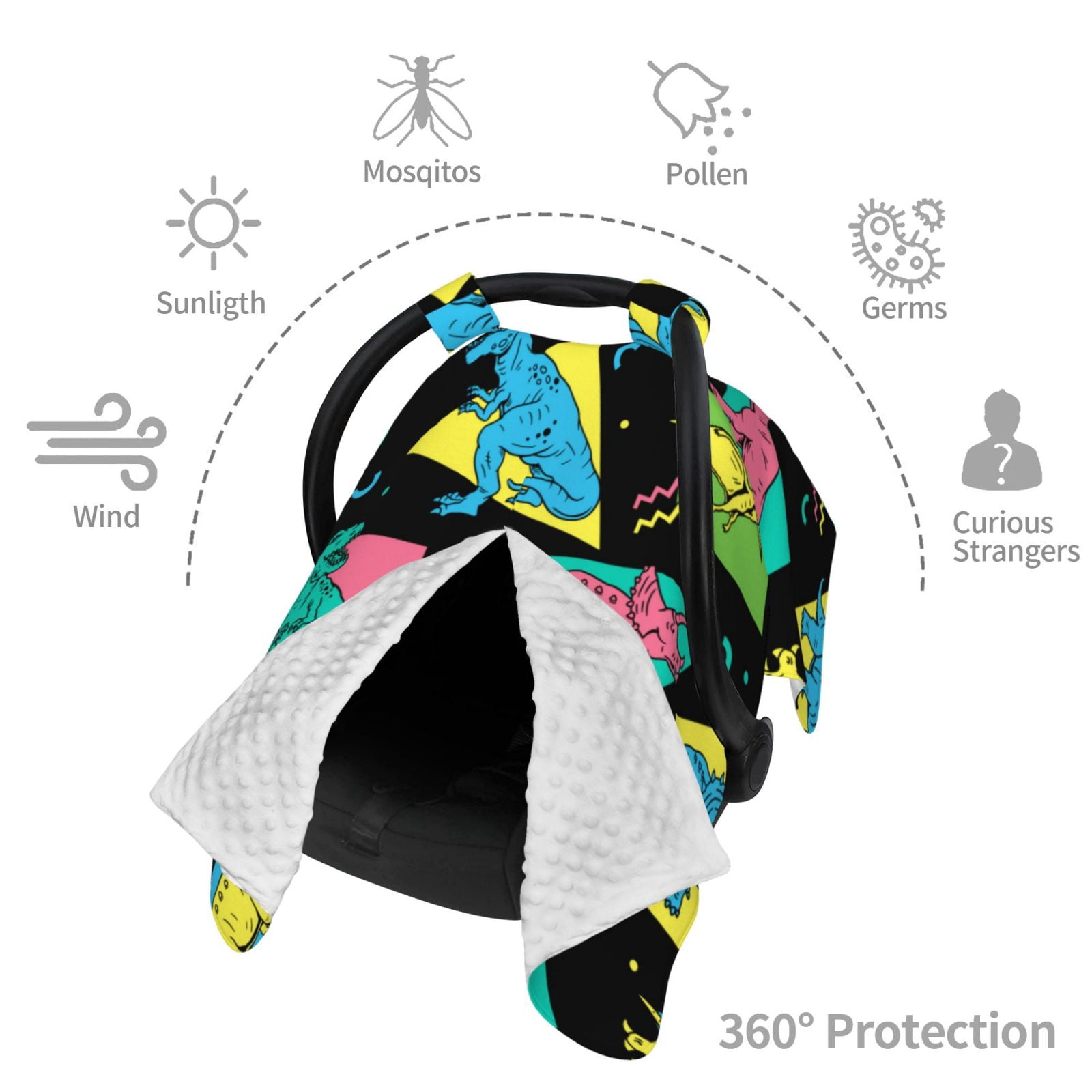 Car Seat Cover Baby - Cartoon Dinosaurs Kids Breathable Infant Car Seat Cover for Baby Carseat, Lightweight Comfort Baby Essentials Must Haves Newborn Stuff for Girl Boy