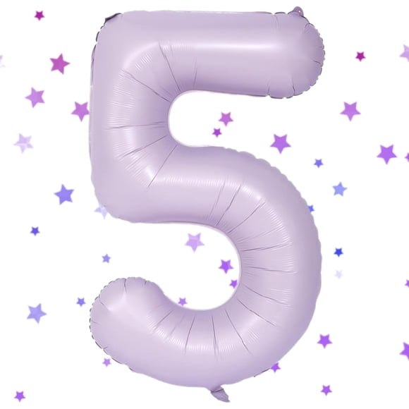 Fiesta de cumpleaños número 5 con globos numéricos de Yeodong, 40 cm, color morado