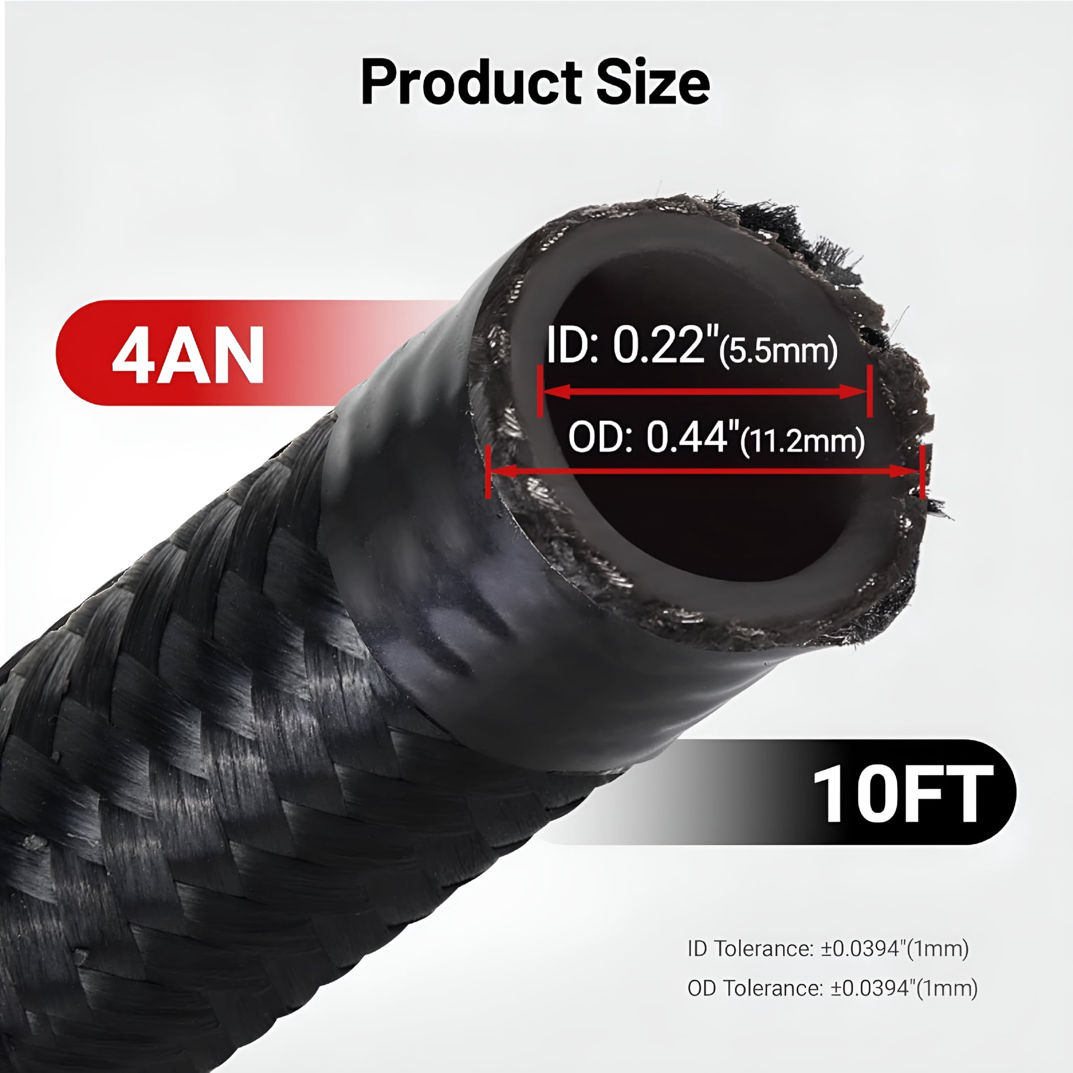 RIONIMA Fuel Line,Braided Fuel Hose Nylon Cpe 10Ft Black