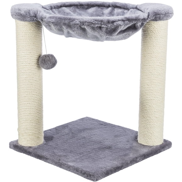Rascador para gatos TRIXIE Baza con hamaca y juguete, color gris