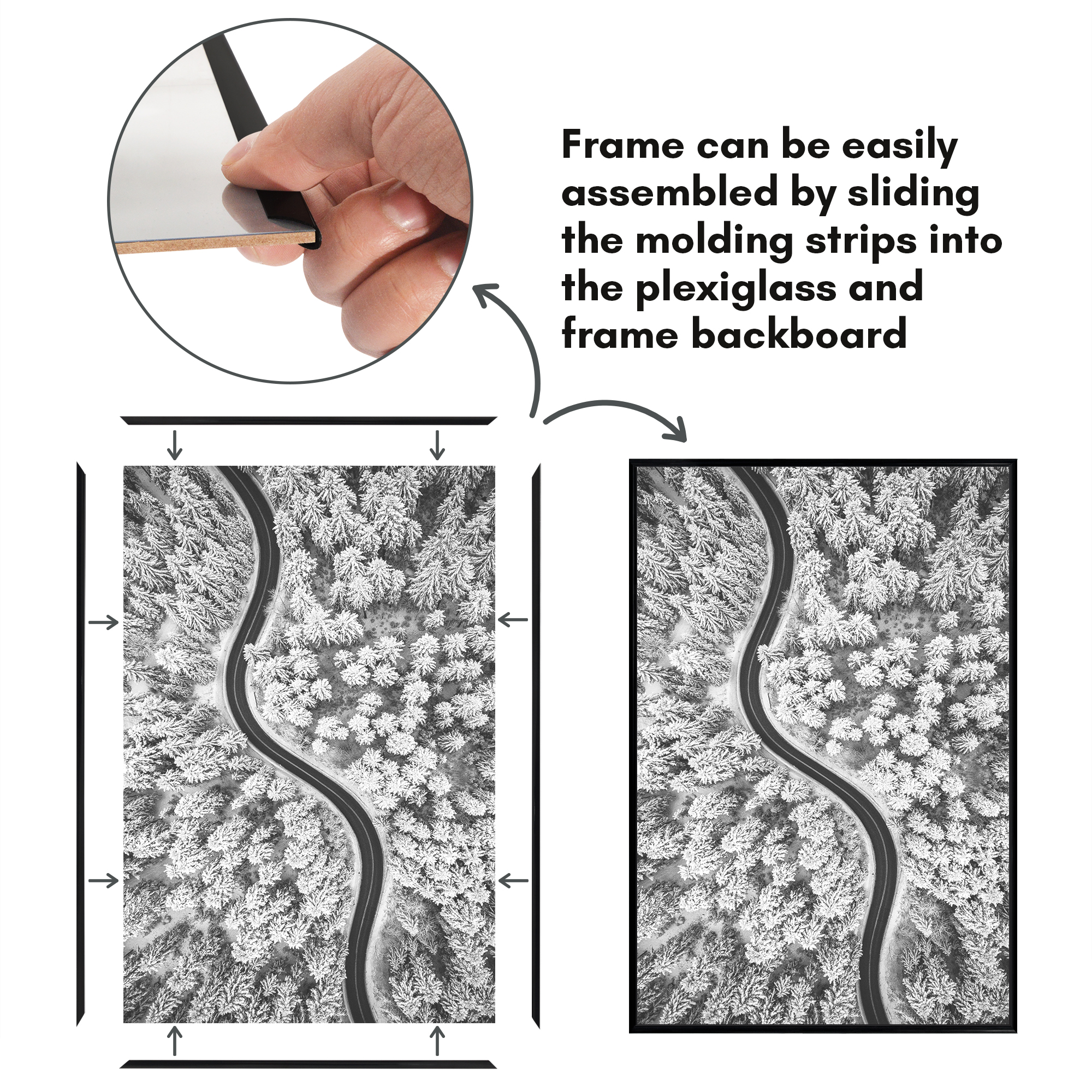Americanflat 20x30 Poster Frame 3 Pack Polished Front Cover Slide Photo Buildable Molding Fusion Wall - Black
