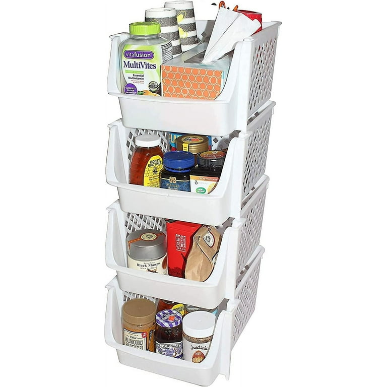 Skywin Plastic Stackable Storage Bins for Pantry - Stackable Bins For Organizing  Food, Kitchen, and Bathroom Essentials (Random - 8 Pack) 