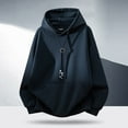 thumbnail image 1 of MHFRRA Sudadera con Capucha Informal de Manga Larga para Hombre, Cómoda, Ligera, Transpirable, Mezcla Suave para Uso Diario Marina de guerra, 1 of 3