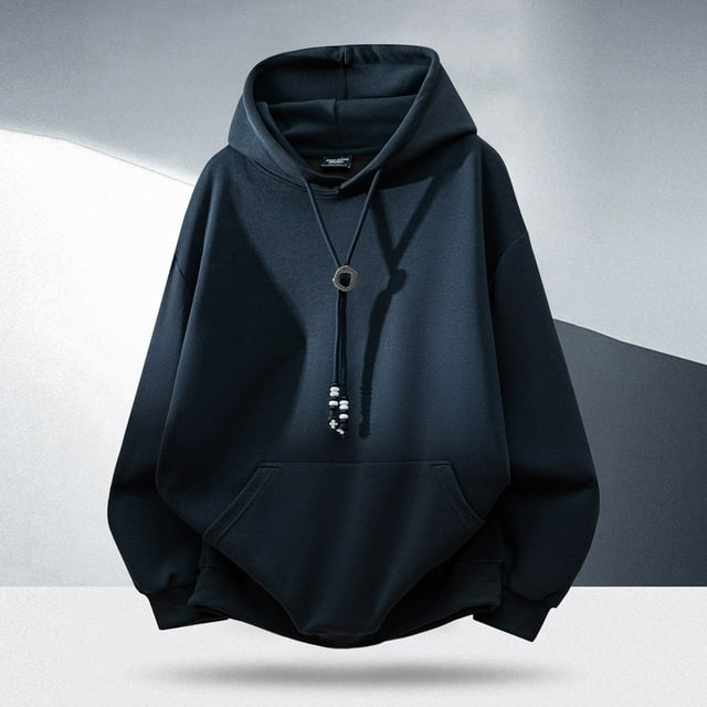 MHFRRA Sudadera con Capucha Informal de Manga Larga para Hombre, Cómoda, Ligera, Transpirable, Mezcla Suave para Uso Diario Marina de guerra