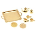 thumbnail image 3 of Kokiya 8 Pieces Dollhouse Miniature Tea Set Doll House Accs Playset Model for 1/12 Teahouse Dining BJD Doll Parts Decor gold, 3 of 9