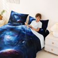 thumbnail image 3 of Manfei Celestial Planet King Sheets,Dreamy Swirling Blue Galaxy Bedding,4-Piece,1 Flat Sheet,1 Fitted Sheet and 2 Pillowcases, 3 of 6