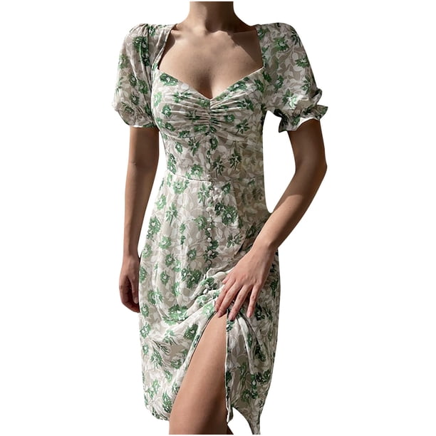 Moda mujer verano manga corta sexy casual impresión sin espalda mini vestido Fridja bnh1485