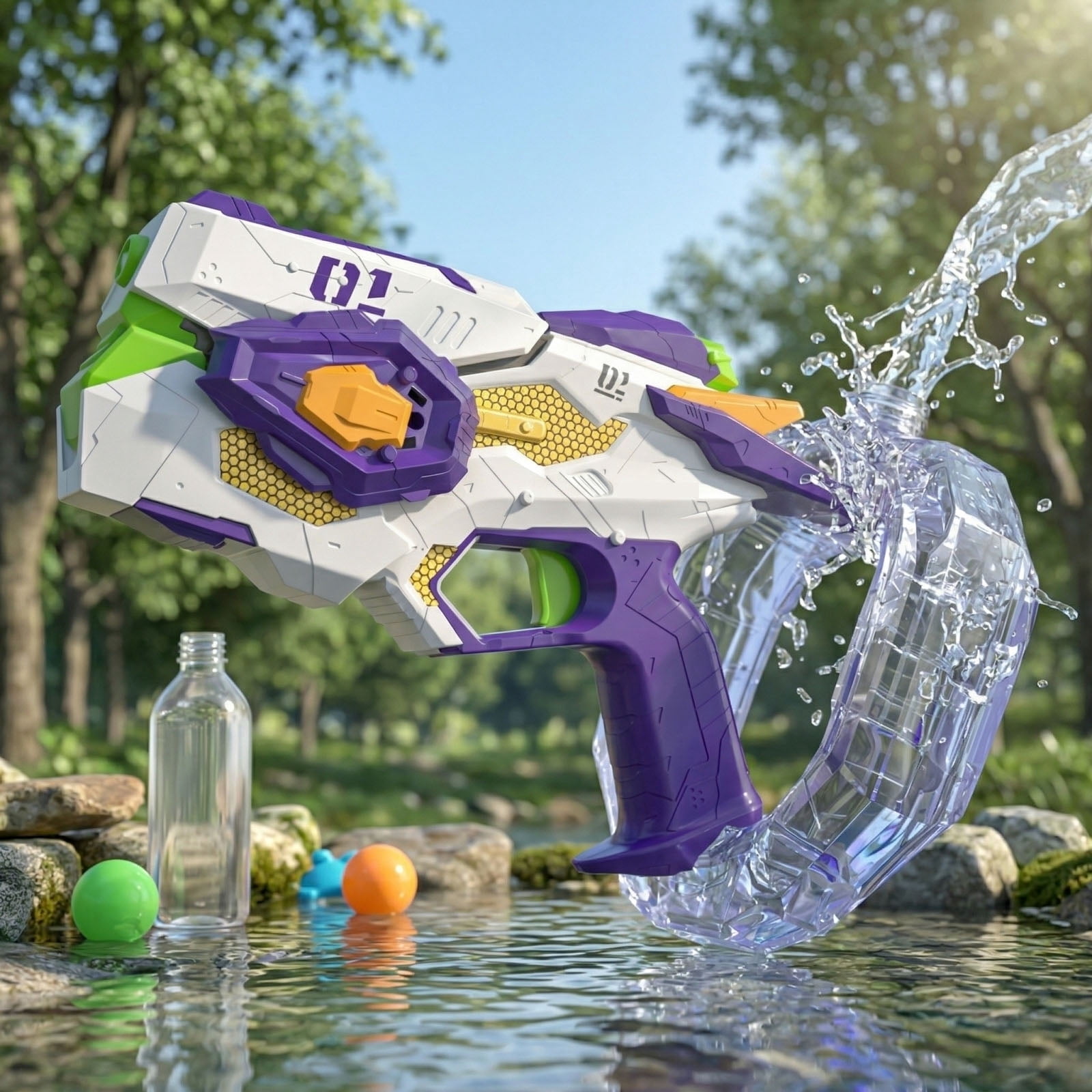 High Performance Electric Water Squirt Blaster, Automatic Water Blaster for Summer Outdoor Swimming Pool Party, Rapid Fire Soaker, Beach Play Equipment, D