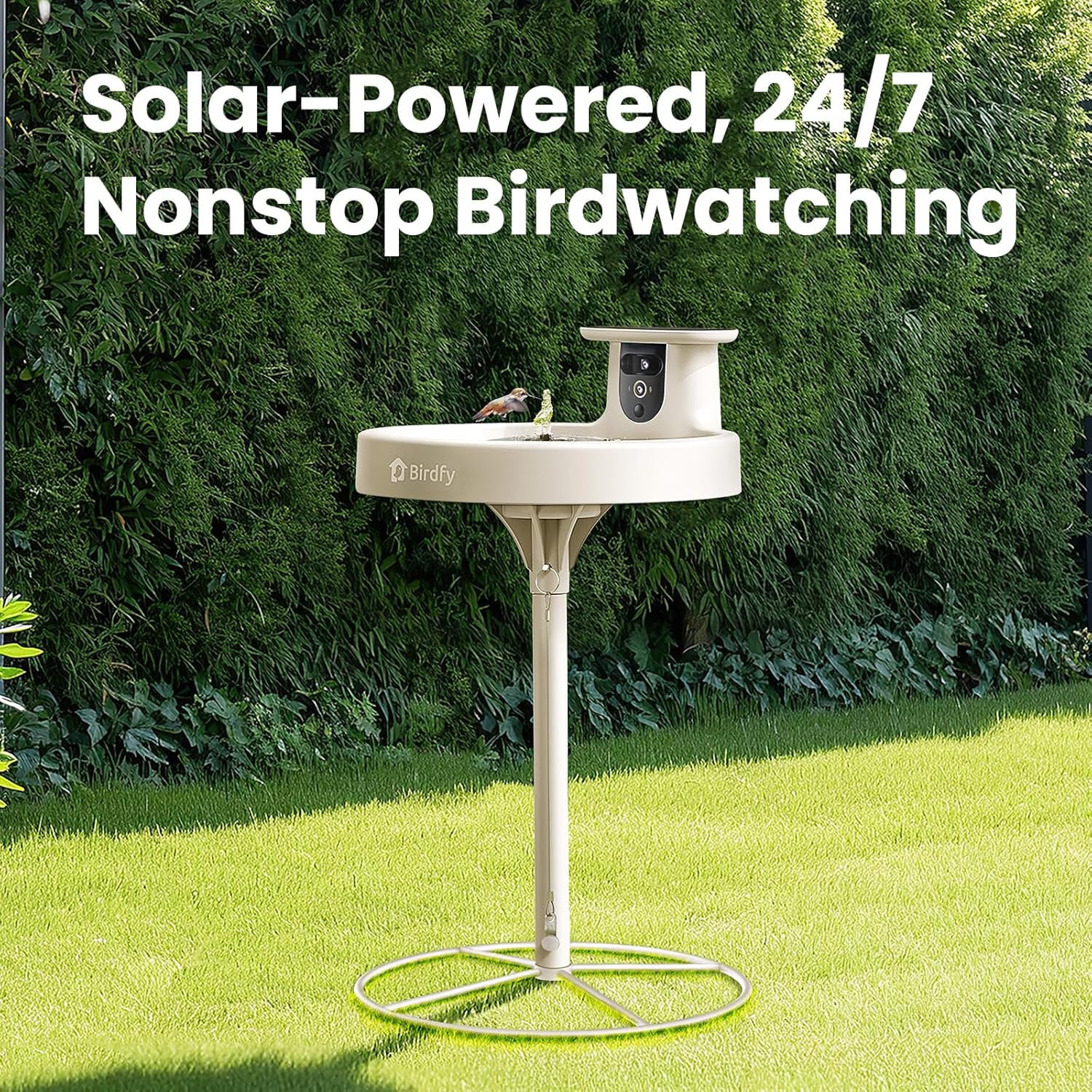 Birdfy Smart Bird Bath with Camera,Solar Birdbath for garden,Dual-Lens Fountain Outdoor, AI Bird Identification & Auto Video Capture with Notification
