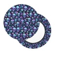thumbnail image 2 of Bingfone Blue Skull Flower Padded Round Bar Stool Cover Cushion with Elastic Fabric Round Chair Seat - Blue Skull Flower, 2 of 7