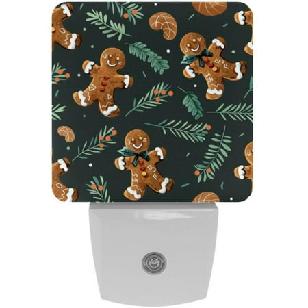 

Gingerbread man LED Square Night Lights for a Bright and Stylish Ambiance - Ideal for Bedrooms and Hallways - Energy Efficient Plugin Lamps with Auto Sensor