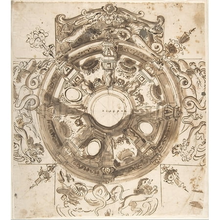 Study for a Ceiling Decoration Poster Print by Anonymous Italian Roman-Bolognese 17th century Date 1600–1699 Medium Pen and brown ink brush and brown wash over charcoal underdrawing and leadpoint (Best Way To Wash Walls And Ceilings)