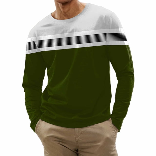 Birdeem Mode Hommes Décontracté Col Rond Manches Longues Blouse Imprimée Haut Chandail T-Shirt