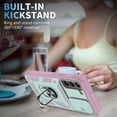 thumbnail image 6 of Design for Samsung Galaxy S23 Plus Phone Case with Camera Lens Sliding Cover Ring Holder Kickstand - Shockproof Heavy Duty Rugged Military Grade Bumper Protective Case for Women Men, Mint+Pink, 6 of 11