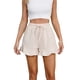 thumbnail image 4 of Pantalones cortos de algodón for mujer, cintura alta, dobladillo con volantes, cordón elástico, pantalones ligeros de verano for vacaciones en la playa, 4 of 7