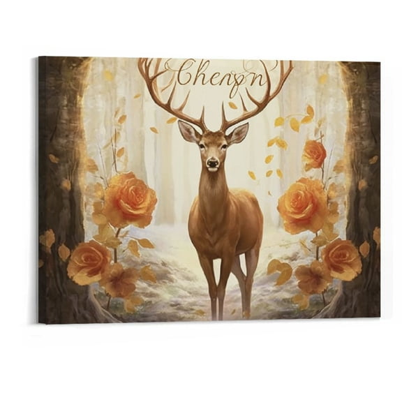 Creowell Country Deer Wall Art Religious Christian Bible Verse Pictures Wall Decor Rustic Farmhouse Elk Forest Canvas Print Painting Framed Modern Home Artwork Decorations For Bedroom Office 20x16inch