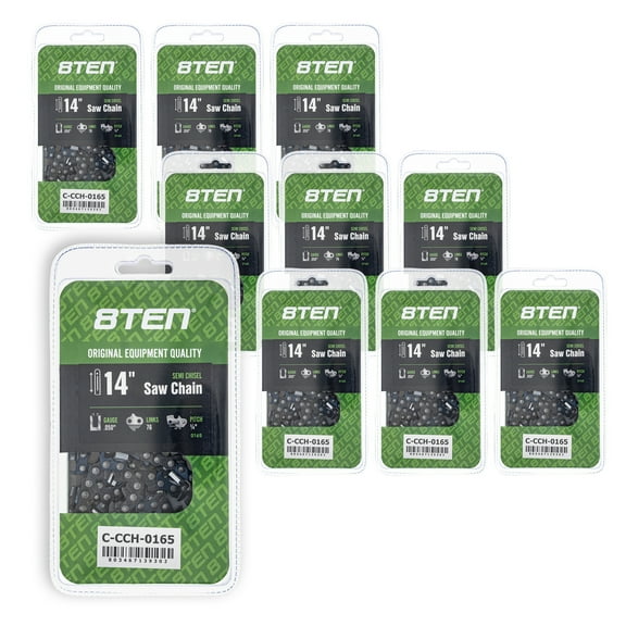 8TEN Semi Chisel Chainsaw Chain 14 inch .050 1/4 76DL 10 Pack 810-CCC2387H