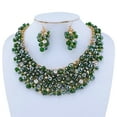 thumbnail image 4 of Bocar Fashion Crystal Chunky Collar Statement Jewelry Set, with Earrings, for Women, Green, 19 inches (NK-10260-Green), 4 of 7
