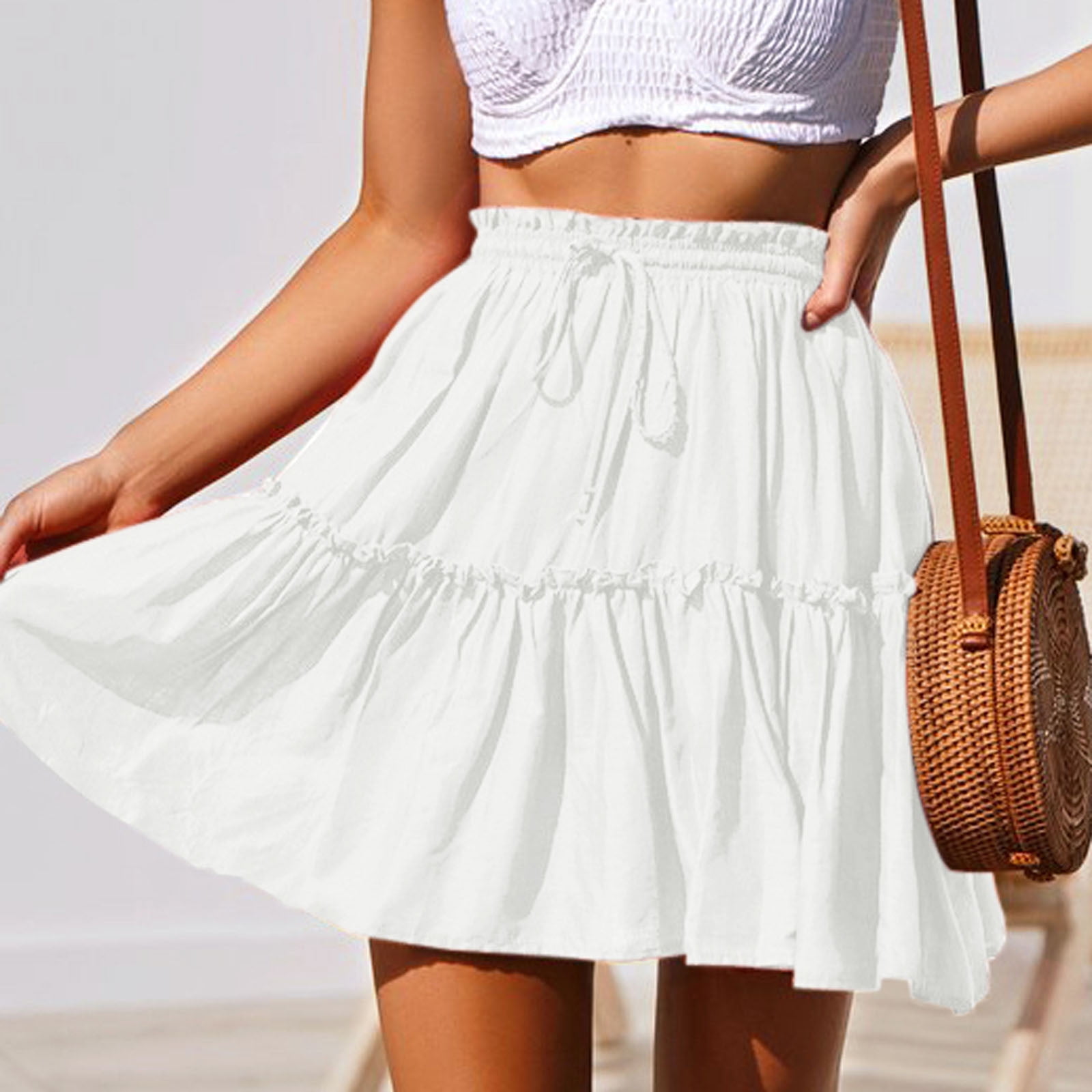 Aayomet Womens Skirts Women's Premium Metallic Shiny Shimmer Accordion  Pleated Long Maxi Skirt,White L - Walmart.com