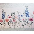 thumbnail image 5 of Seja-como-Flor White Printed tablecloth with wildflowers in shades of pink and blue with a patterned light green border, 5 of 10