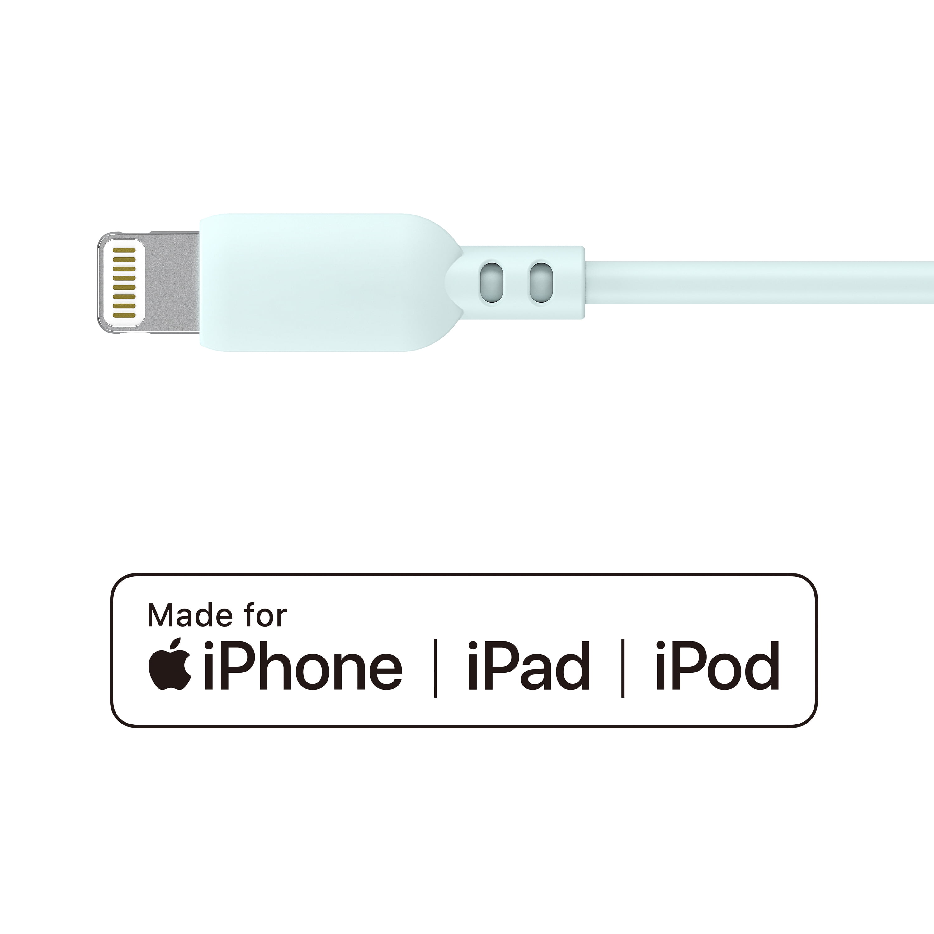 onn. 3' Lightning to USB Cable, Aqua