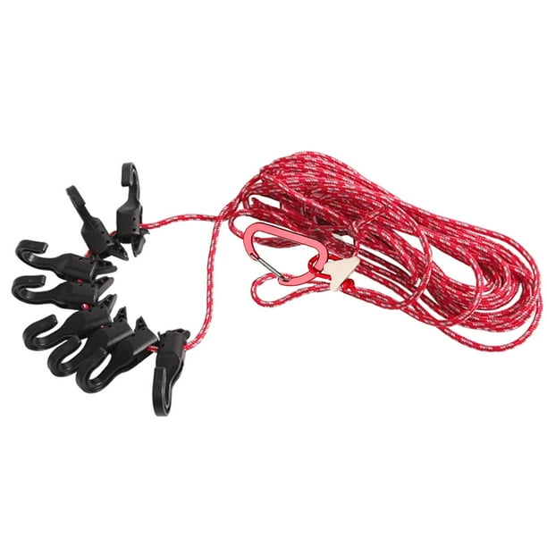 Bunblic Nylon Clothesline Windproof Clothes Drying Rope Travel Clothes Line Portable Line Hanger Rope Red