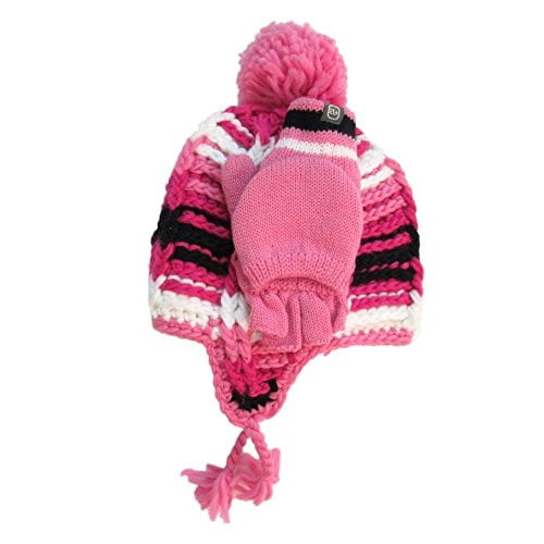 Free Country 3M Thinsulate Knit Hat/Glove Set (L/XL, Girls Peruvian Pink)