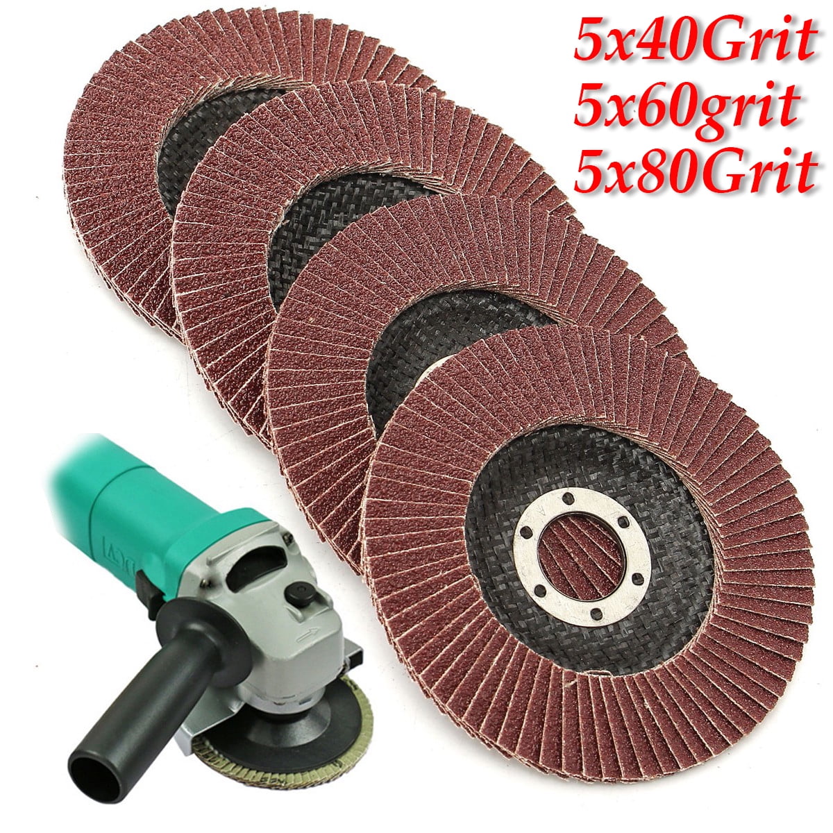 15pcs 4.5" Grinding Wheels Angle Grinder Metal Sanding Flap Discs 40 60 80 Grit