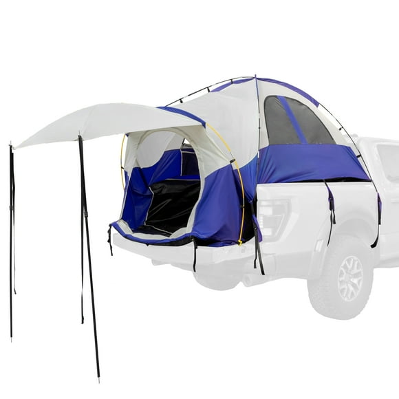 Unique Bargains 1 Set Truck Bed Tent Waterproof 5.5- 5.8ft Truck Tent with Removable Awning and Carry Bag Beige Blue