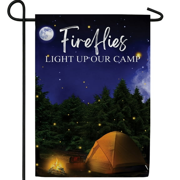 America Forever Firefly Lights Camping Garden Flag Double Sided Summer Fireflies Bonfire Campsite Tents Camping Flags for Campers Seasonal Yard Outdoor Decorative Flag - 12.5 x 18 Inch