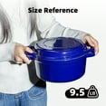 thumbnail image 3 of 5-Quart Enameled Cast Iron Double Dutch Oven with Lid & Dual Handles – 2-in-1 Cookware for Bread Baking, Braising, Stews, Roasting, Doubles as Casserole Dish & Stovetop Grill Pan, Blue, 3 of 8