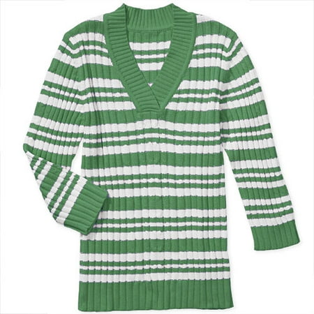 Faded Glory - Women's Stripe V-Neck 3/4-Sleeve Sweater