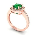 thumbnail image 2 of 1.335 ctw Solitaire with Zirconia Diamond Accents Anniversary Ring for Women | Round Cut Simulated Emerald | Hyperallergenic Solid 14K Rose Gold, 2 of 5