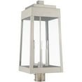 thumbnail image 2 of 10.5 inch 3 Light Brushed Nickel Outdoor Post Top Lantern with Clear Glass Shade backed with Solid Brass material for patio, front porch, entryway and more, 2 of 6