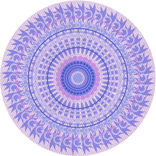Ahgly Company Tapis Rond Lavable en Machine Intérieur Transitionnel Mimosa Violet, 7 Pieds Rond