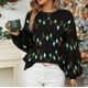 thumbnail image 1 of Suéter de cuello redondo para mujer, suéter navideño de manga larga con cuello redondo y estampado para mujer, 1 of 8