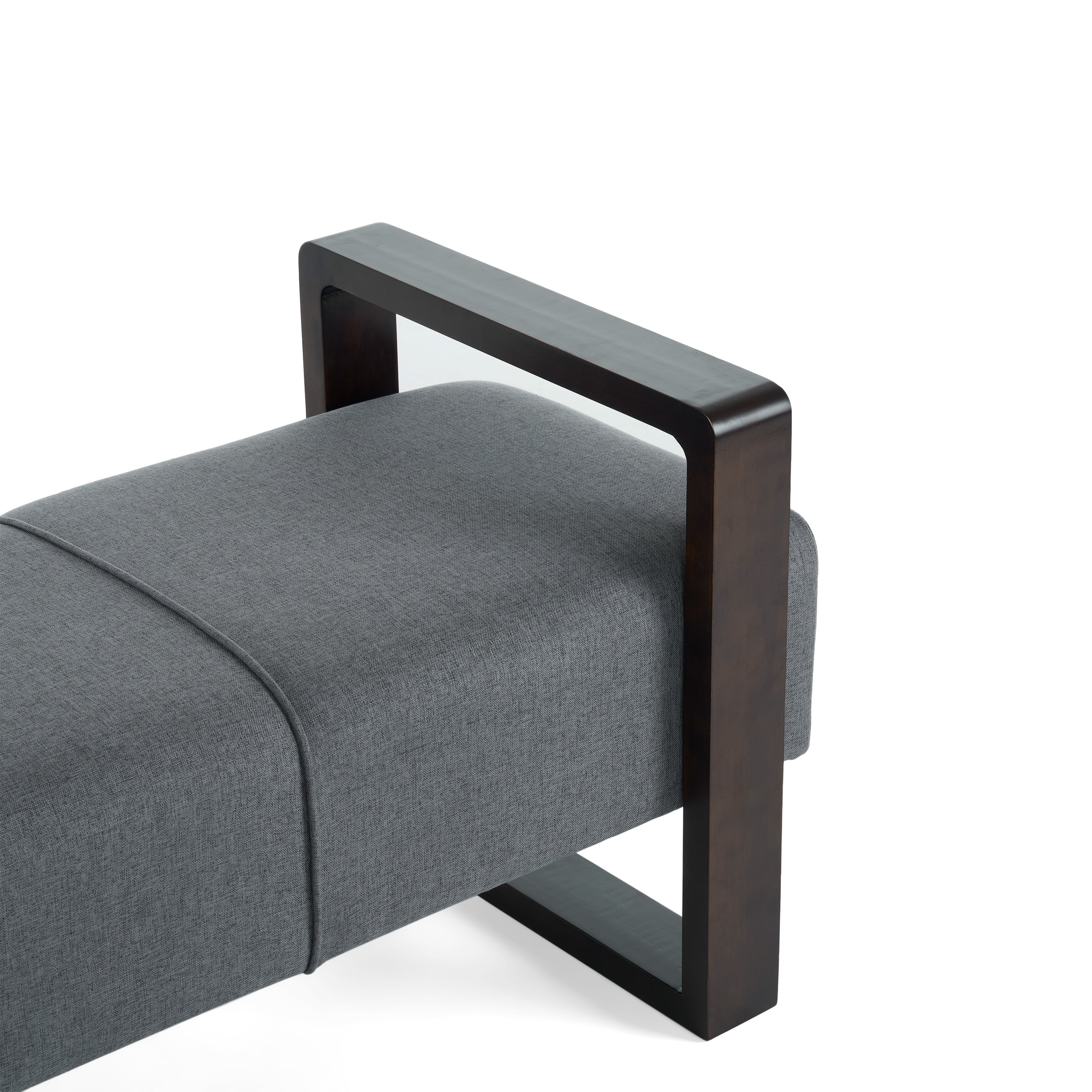 Aukfa Long Linen Ottoman Bench,Upholstered Entryway/Bedroom Footrest & End-of-Bed Bench, 300 lbs Capacity,Gray