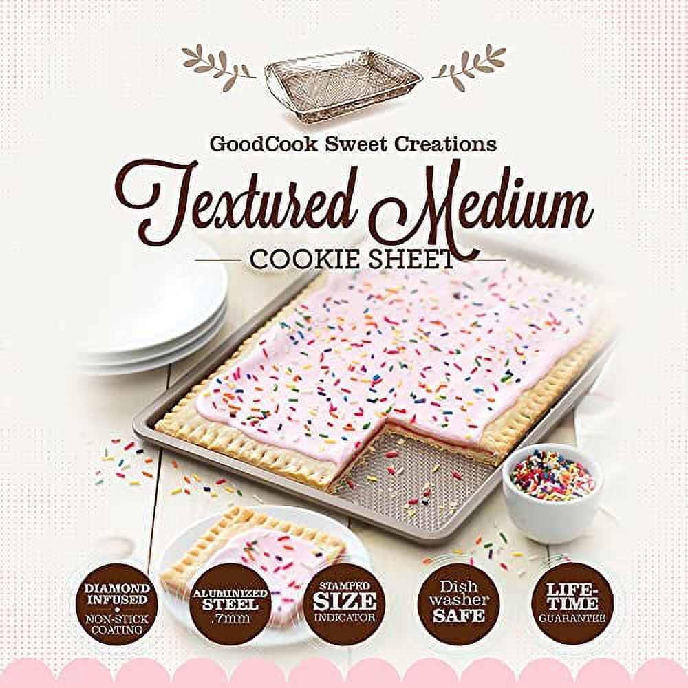 GoodCook Sweet Creations Textured Nonstick Large Cookie Baking Sheet, 17 x  11 x 1, Champagne Pewter