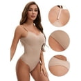 thumbnail image 3 of Unique Bargains Women's Slim Fit Spaghetti Strap Backless Tummy Control Leotard 2XL Beige, 3 of 6