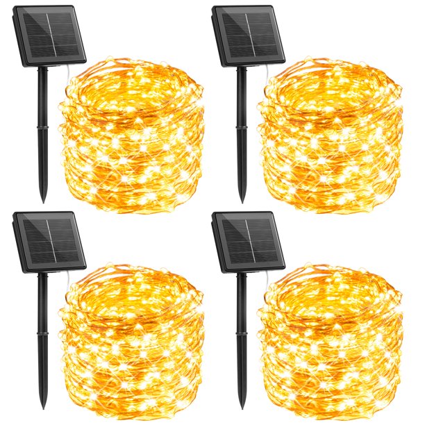 Guirnalda de luces solares Minetom de 132 pies y 400 LED, blanco cálido, impermeable