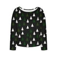 thumbnail image 3 of Uootdi Christmas Graphic Print Long Sleeve Sweaters for Women Crewneck Drop Shoulder Knit Pullover Cute Gift Santa Claus Fall Tu nics Tops, 3 of 5