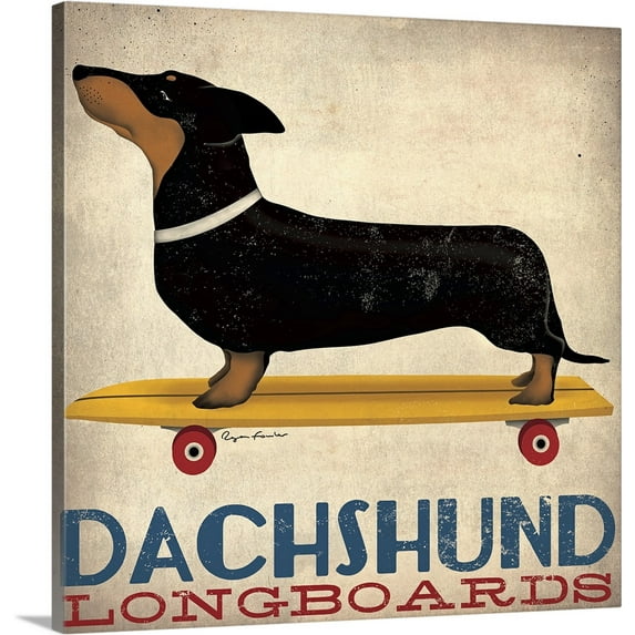 Great BIG Canvas | "Dachshund Longboards" Canvas Wall Art - 16x16