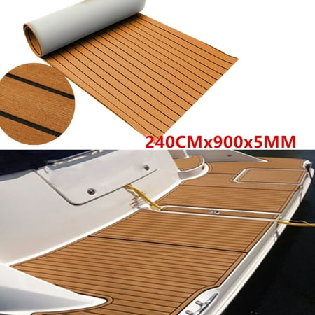 Moaere 35'' X 94'' EVA Faux Teak Decking Sheet Non-Slip and Self-Adhesive Boat Flooring Pad Yacht Synthetic Marine (Best Non Slip Flooring)