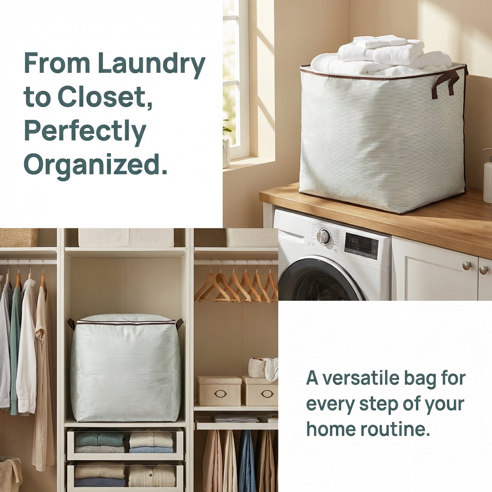 Unique Bargains Clothes Storage Bag for Organizing with Handle Green 19.7" x 15.7" x 19.7"