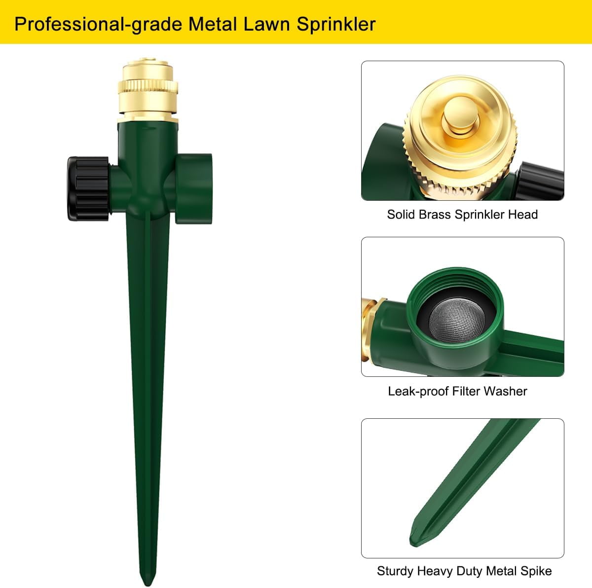 FANHAO 2 Pack Metal Lawn Sprinkler for Yard, 360 Degree Coverage,Garden Irrigation for Lawn