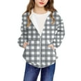 thumbnail image 5 of Ugoldhm Girls Plaid Sherpa Jacket, Full Zip Fleece Lined Hoodie, Cozy Oversized Fit for Fall & Winter, 5 of 8