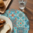 thumbnail image 3 of Retro Middle Century Round 13 Inch Placemats Set of 2, Rustic Bohemia Style Aztec Blue HeatResistant Non Slip Place Mats for Dining Table, Wipeable Braided Kitchen Table Mats for Housewarming, 3 of 9