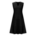 thumbnail image 6 of Summer Dresses for Women 2025, Women's Solid Short Sleeve V Neck Ruffle Dresses Sexy Elegant Club Party Tunic Mini Dresses Casual Vacation Dress(Black,S), 6 of 9