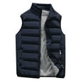 thumbnail image 3 of YODETEY Men Autumn Winter Coat Padded Cotton Vest Warm Hooded Thick Vest Tops Jacket Dark Blue 12(XXXXXL), 3 of 6